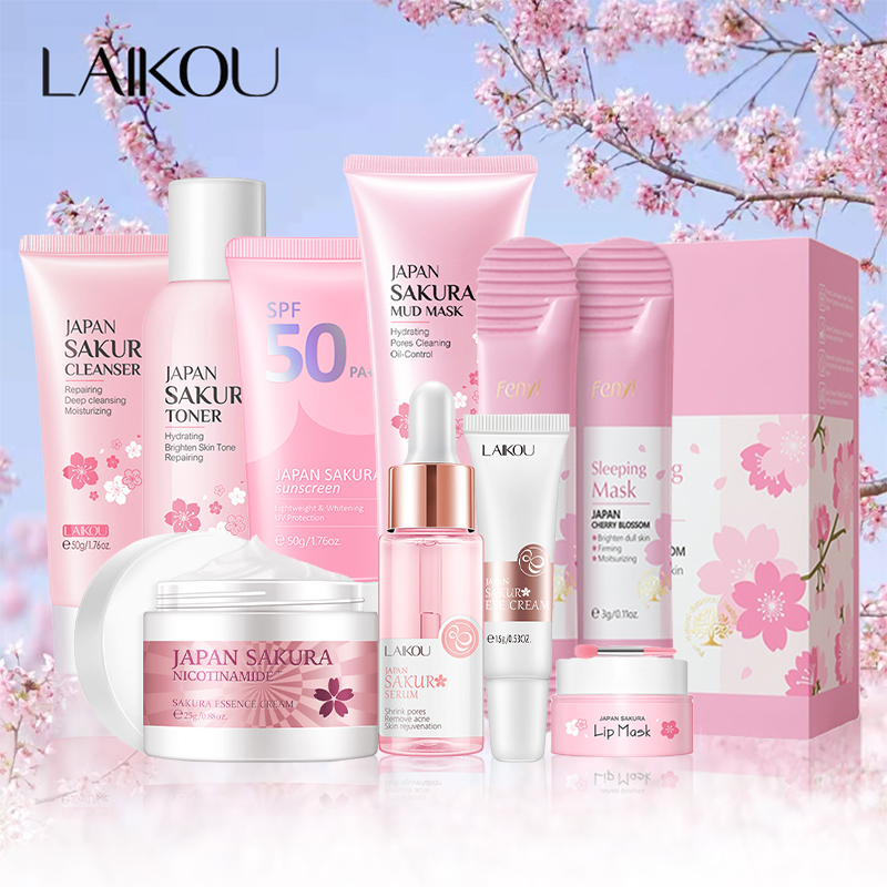 Luxury Skincare Kit - 9pcs Facial Products Kit Sakura Skin