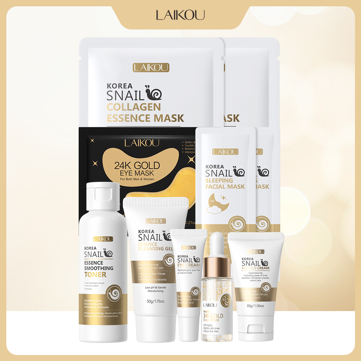 LAIKOU Snail 24K Gold Skincare - Luxury Skincare Kit review and price
